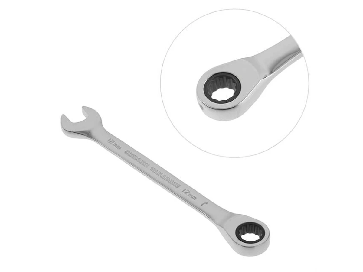 Ключ комбінований з тріскачкою 12 мм Cr-V PROF DIN3113 INTERTOOL XT-1352 