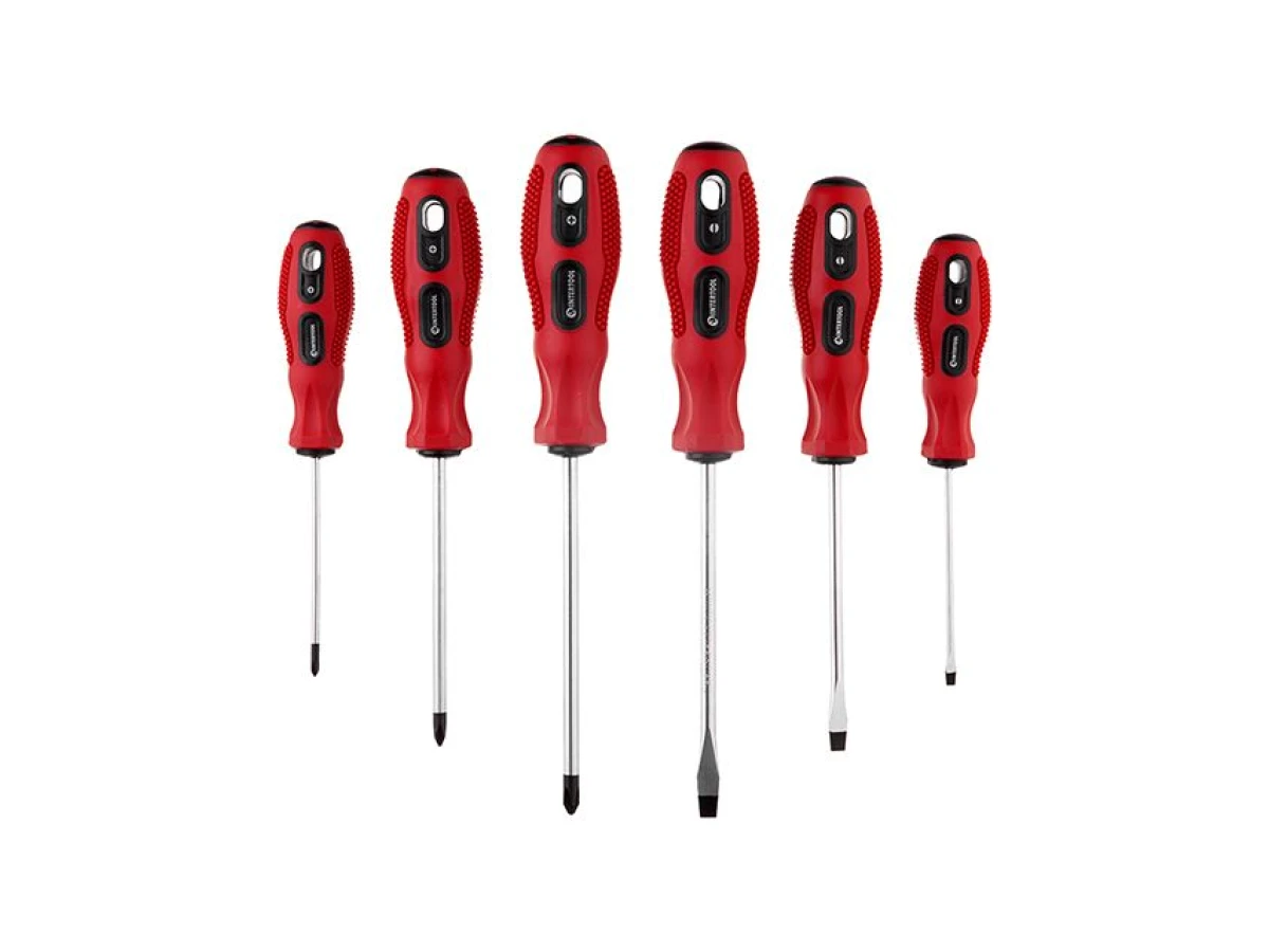 Набір викруток 6 од. (SL3*75, SL5*100, SL6*125, PH0*75, PH1*100, PH2*125), CrV, Ergo-design INTERTOOL VT-2005 