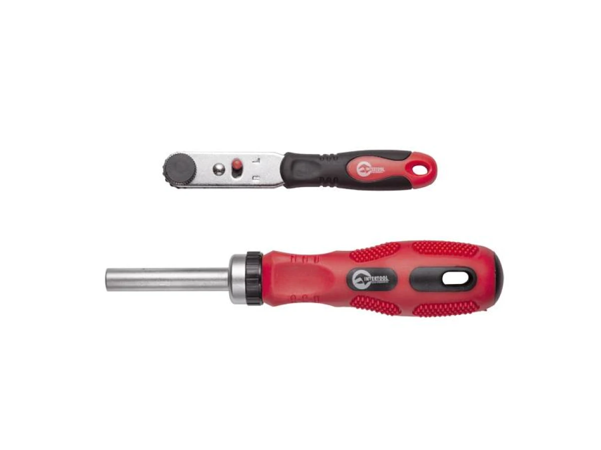 Викрутка реверсивна з трищіткою та набором насадок, в чохлі, 48 од. INTERTOOL VT-1048 