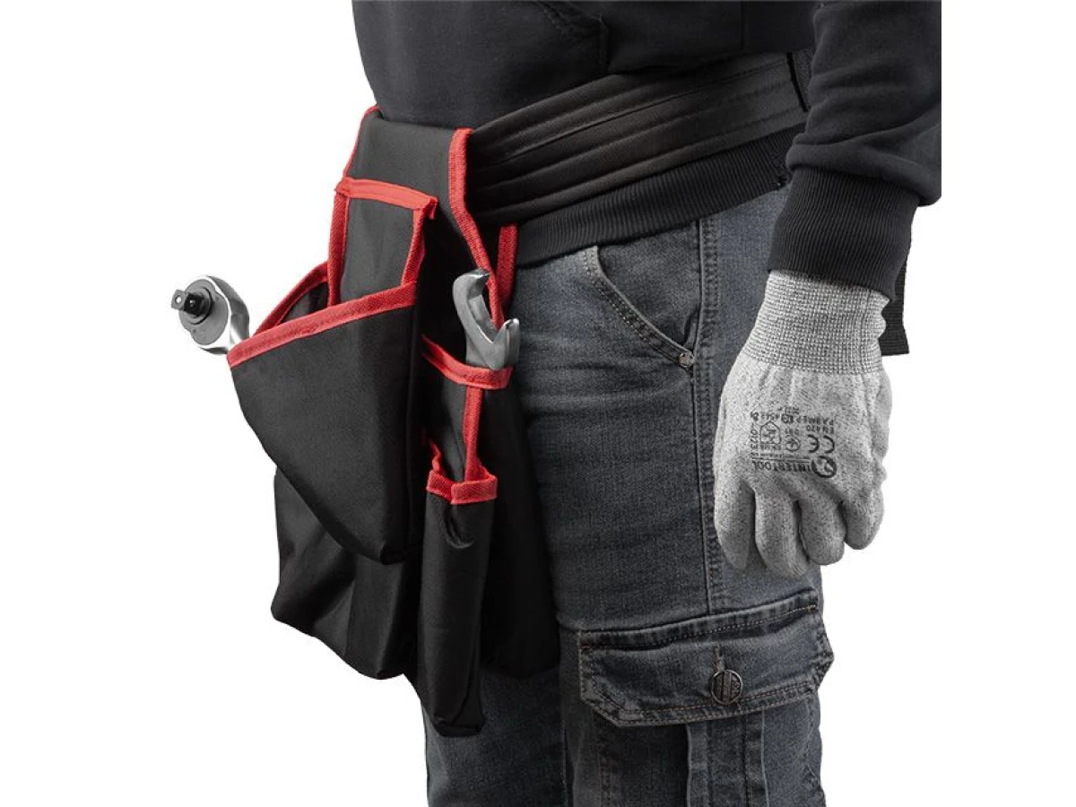 Сумка поясная слесарно-строительная, 4 кармана, полиэстер INTERTOOL SP-1031 