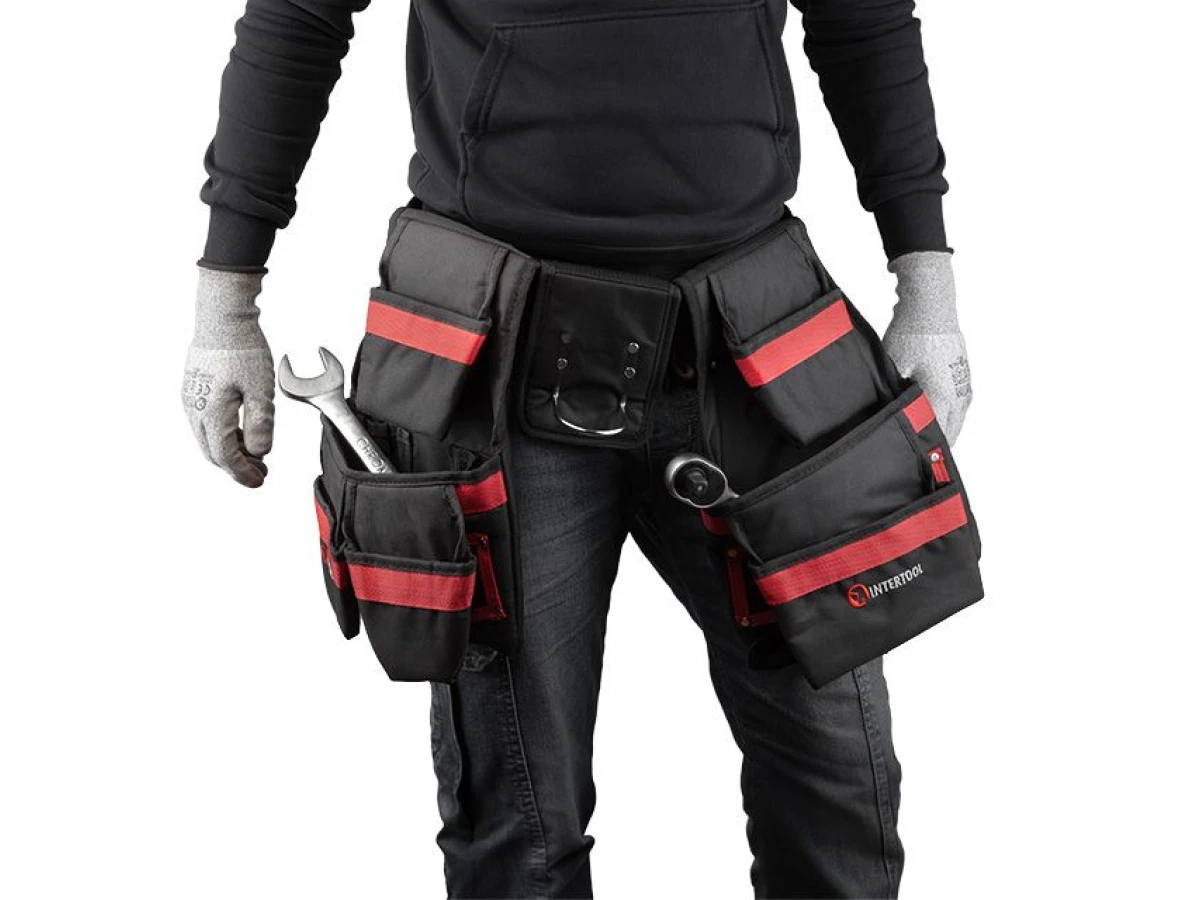 Сумка поясная слесарно-строительная, 18 карманов, полиэстер INTERTOOL SP-1011 