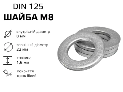 Шайба М8  збільшена DIN-125