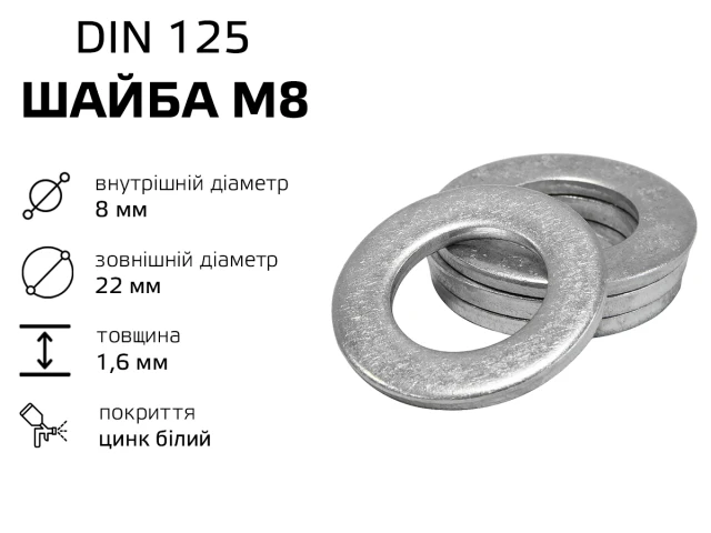 Шайба М8 збільшена DIN-125 