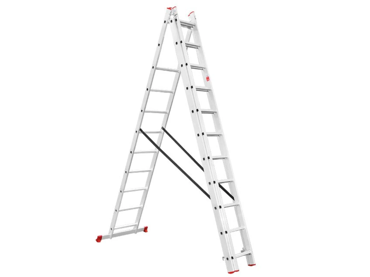 Лестница алюминиевая, 3-х секционная, универсальная, раскладная, 3*11 ступ., 6.7 м INTERTOOL LT-0311 