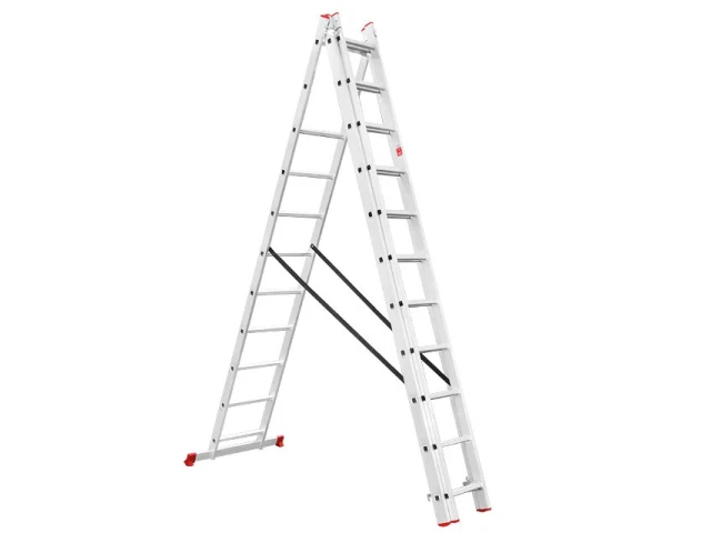 Лестница алюминиевая, 3-х секционная, универсальная, раскладная, 3*11 ступ., 6.7 м INTERTOOL LT-0311 
