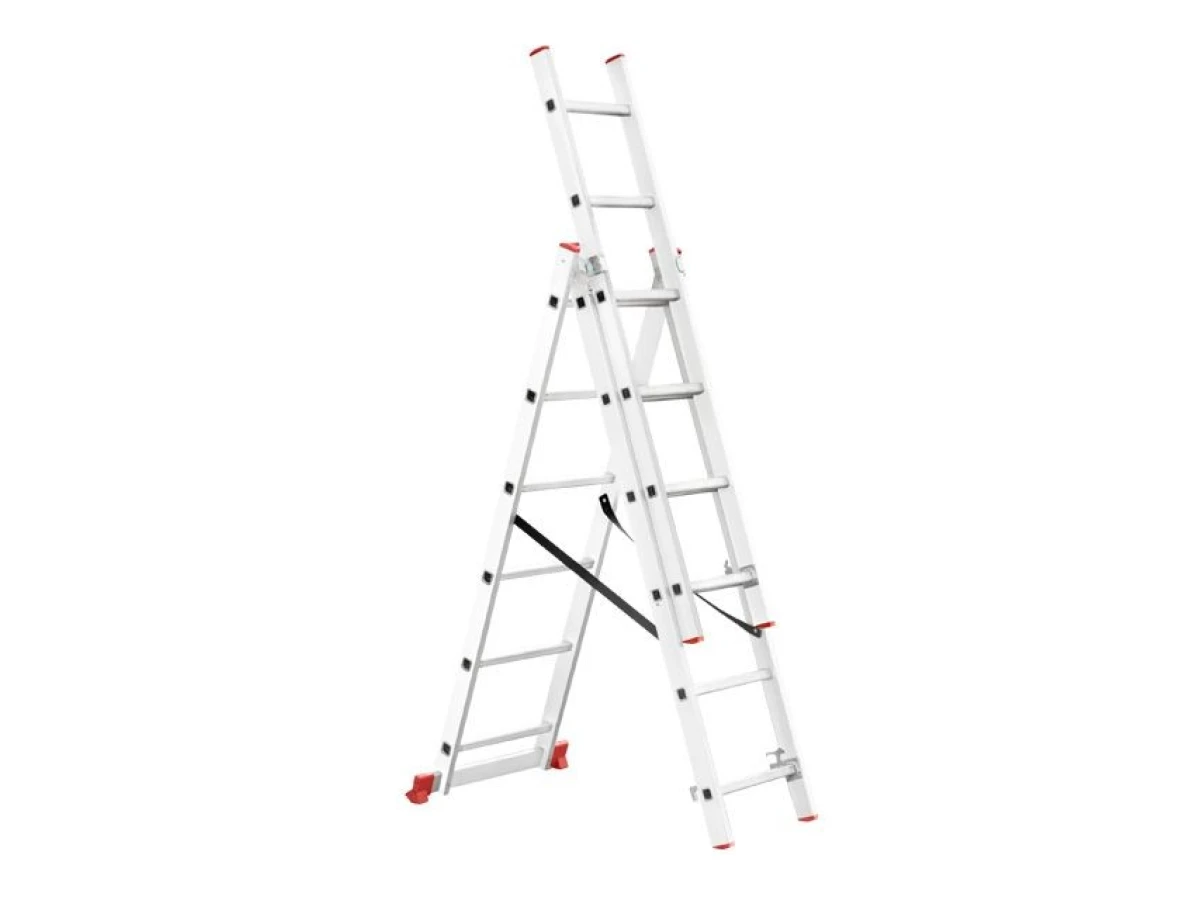 Лестница алюминиевая 3-х секционная универсальная раскладная, 3*6 ступ., 3,4 м INTERTOOL LT-0306 