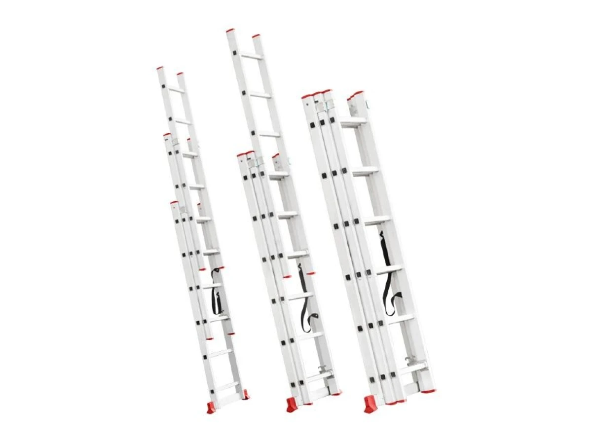 Лестница алюминиевая 3-х секционная универсальная раскладная, 3*6 ступ., 3,4 м INTERTOOL LT-0306 
