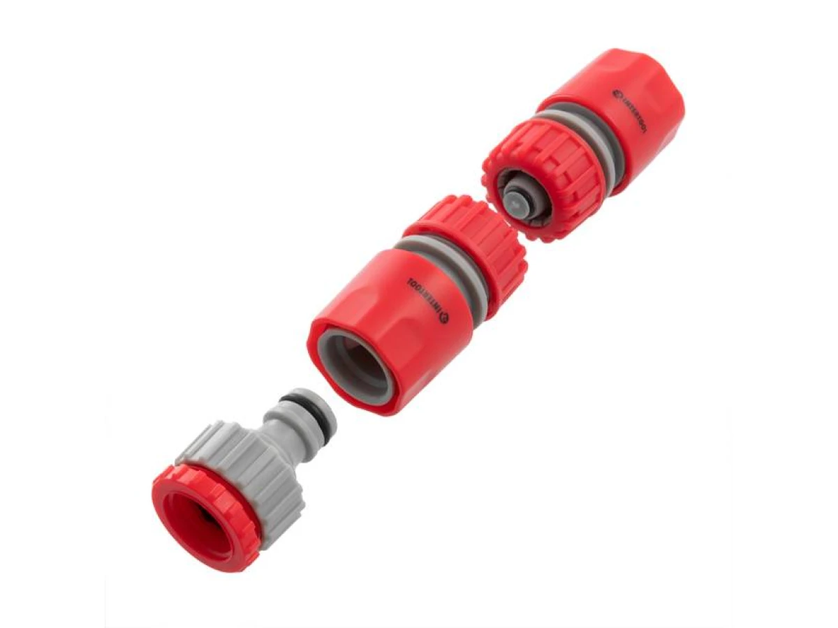 Пістолет-розпилювач для поливу 8-ми функціональний+ адаптер з резьбою 1/2", 3/4" і 2 коннектора для шланга 1/2" INTERTOOL GE-0005 