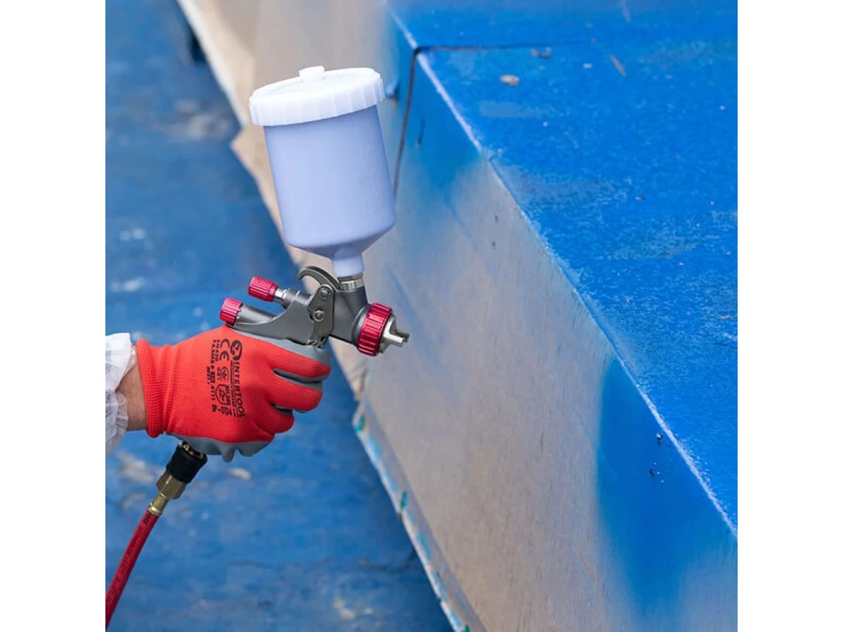 Фарбопульт пневматичний LVLP TEFLON професійний, форсунка 1.4мм, верхній пластиковий бачок 600мл., 1.5бар, STORM INTERTOOL PT-0144 