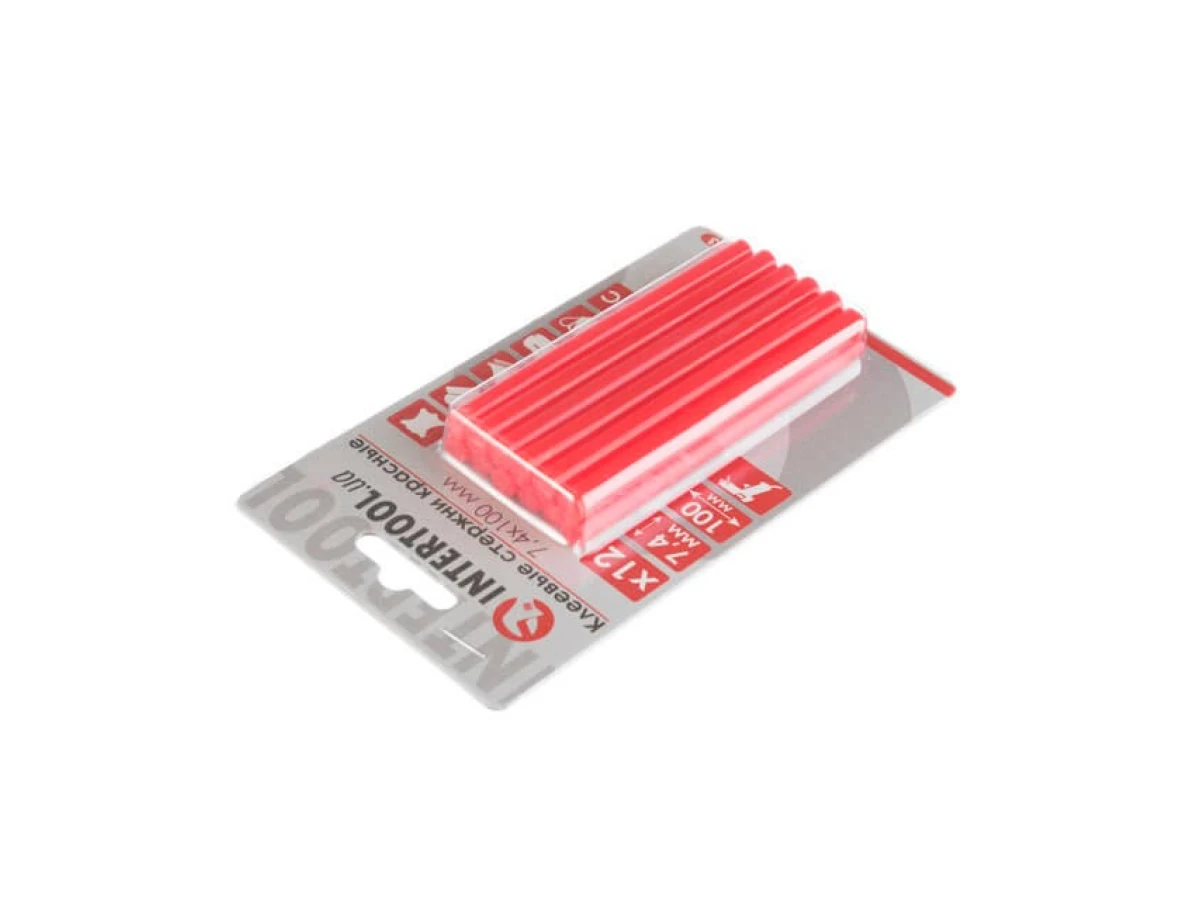 Комплект стрижнів клейових червоних 7,4 мм * 100 мм, 12 шт. INTERTOOL RT-1043 