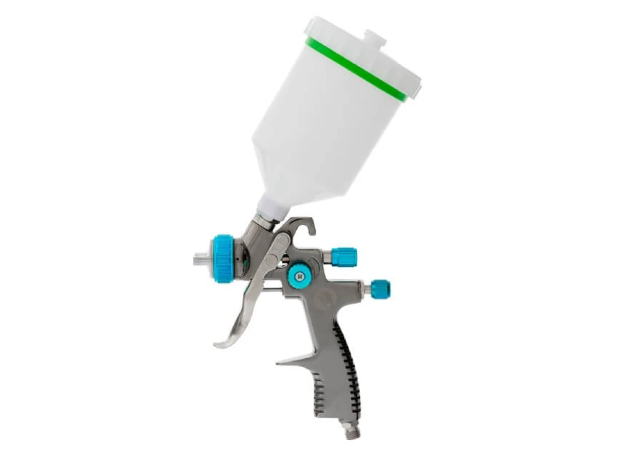 Фарбопульт пневматичний LVLP BLUE професійний, форсунка 1.4мм, верхній пластиковий бачок 600мл., 1.5бар INTERTOOL PT-0134 