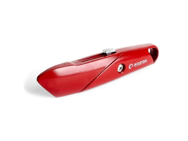 Ніж з висувним трапецієподібним лезом 60*19 мм, металевий корпус INTERTOOL HT-0505 