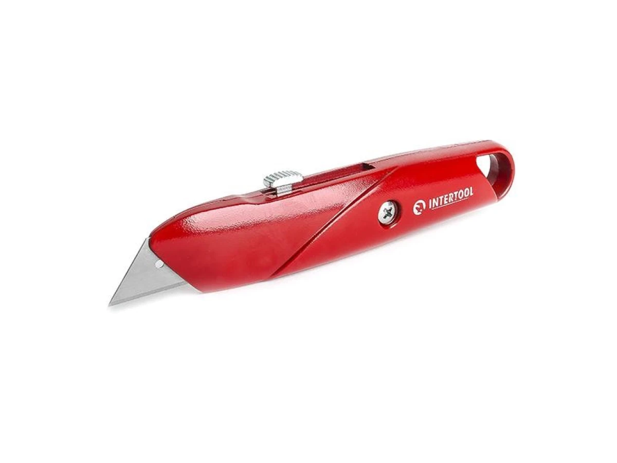 Ніж з висувним трапецієподібним лезом 60*19 мм, металевий корпус INTERTOOL HT-0505 