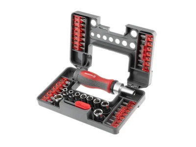Викрутка реверсивна з комплектом насадок і головок 38 од, STORM INTERTOOL VT-3638