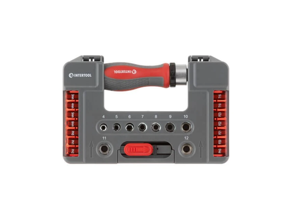 Викрутка реверсивна з комплектом насадок і головок 38 од, STORM INTERTOOL VT-3638 