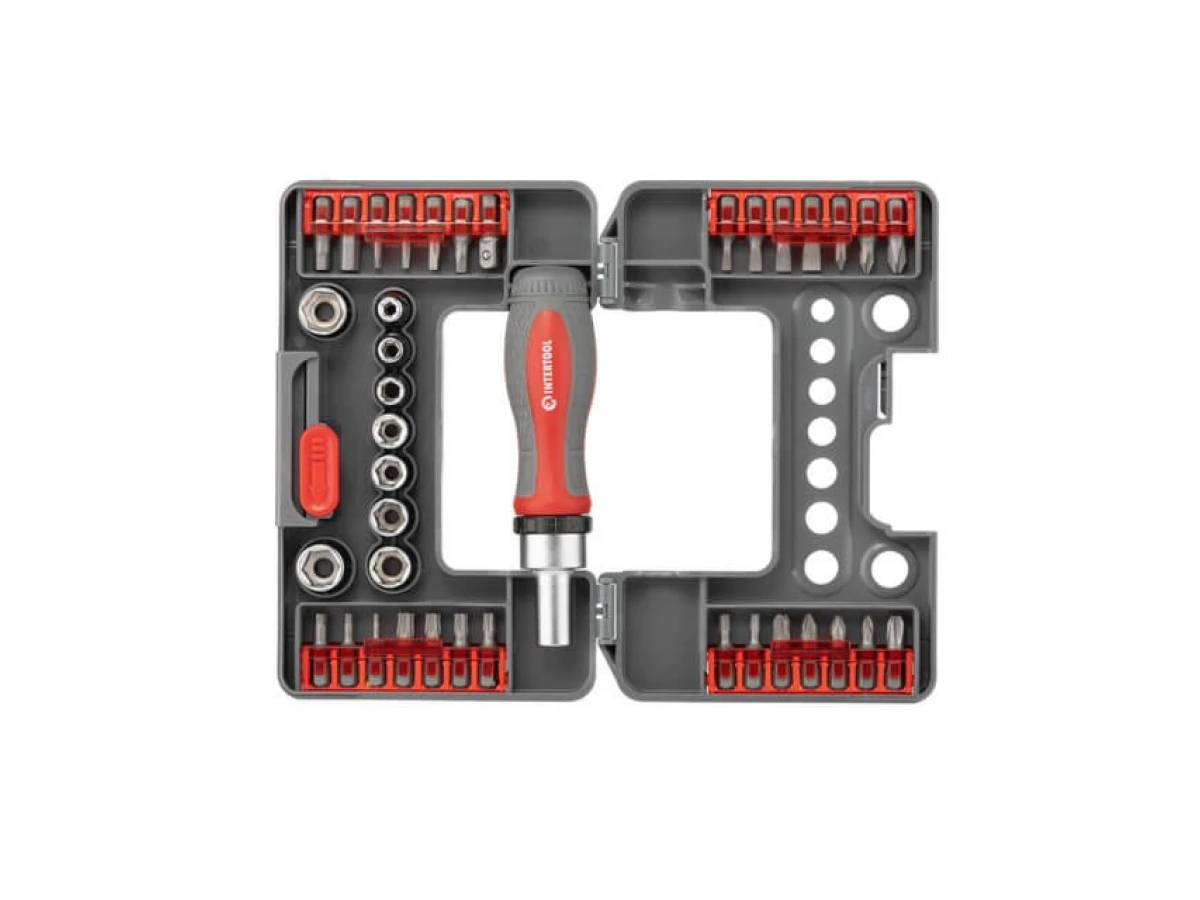 Викрутка реверсивна з комплектом насадок і головок 38 од, STORM INTERTOOL VT-3638 