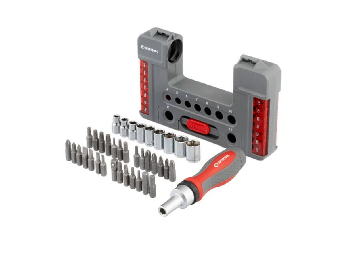 Викрутка реверсивна з комплектом насадок і головок 38 од, STORM INTERTOOL VT-3638 