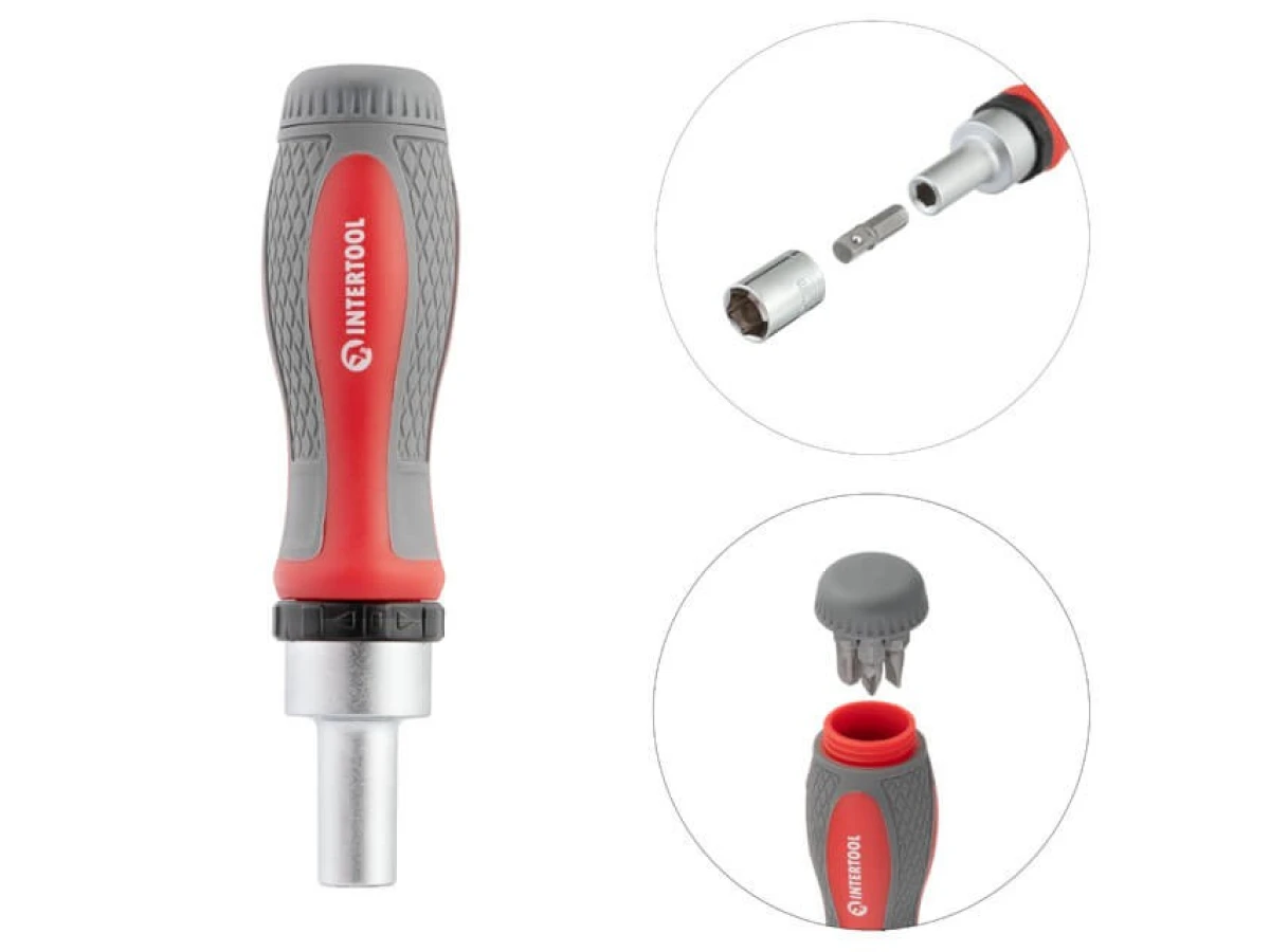 Викрутка реверсивна з комплектом насадок і головок 38 од, STORM INTERTOOL VT-3638 