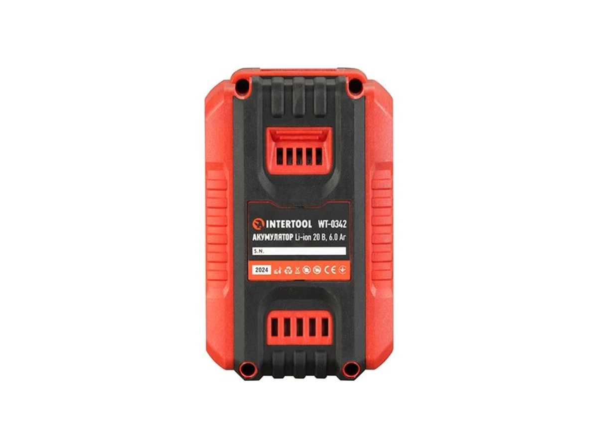 Акумулятор 20 В, літій-іон, 6.0 Ач, індикатор рівня заряду INTERTOOL WT-0342 
