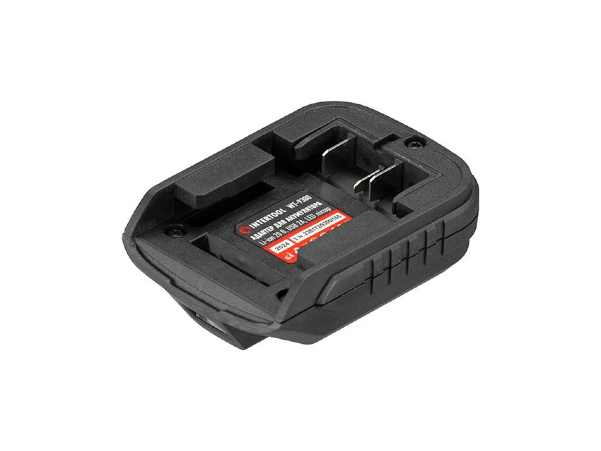 Адаптор для акумулятора Li-ion 20 В, USB 2A, LED ліхтар INTERTOOL WT-9300 