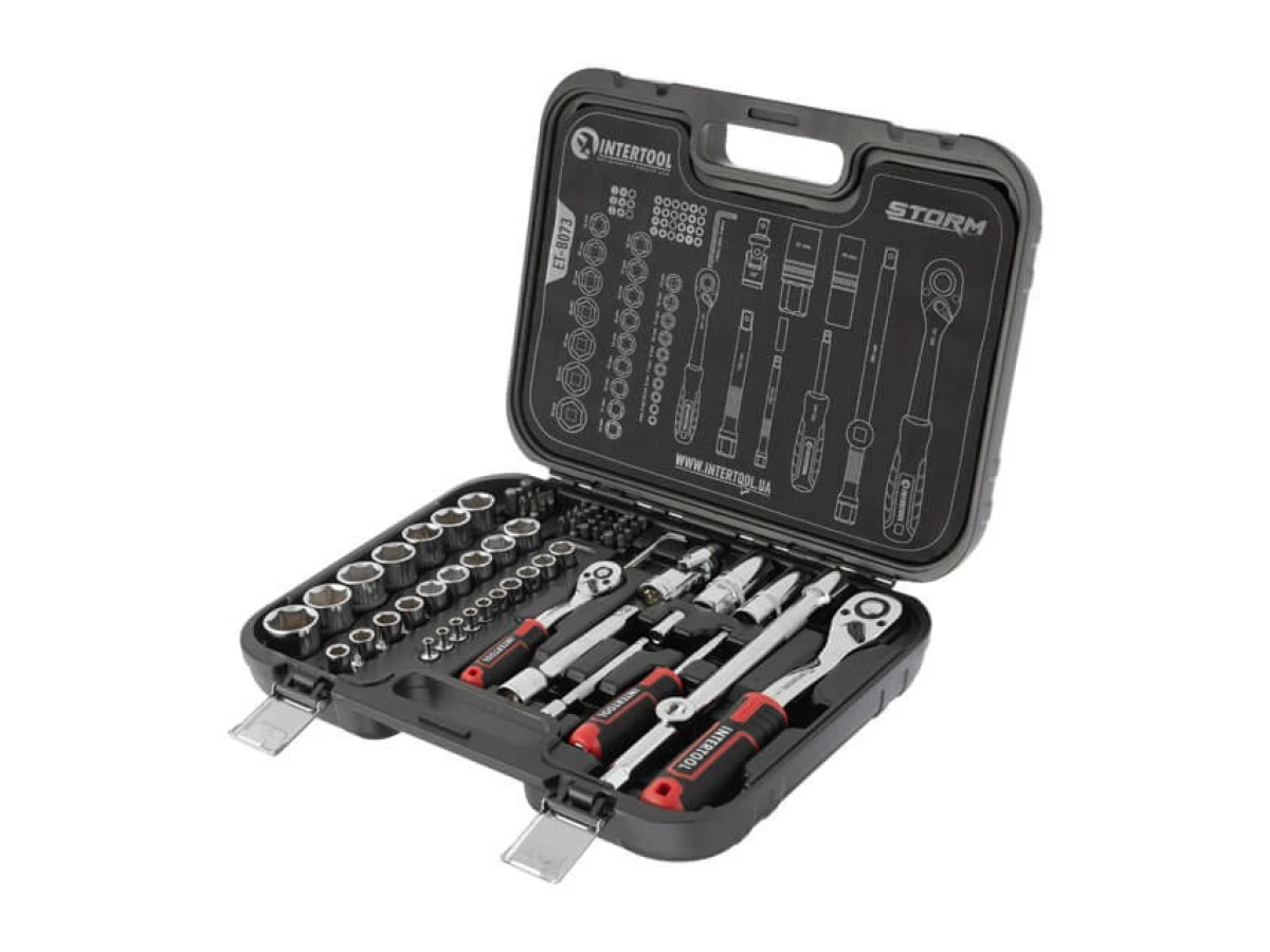 Набір інструментів 73 од. STORM, 1/2", 1/4", Cr-V INTERTOOL ET-8073 