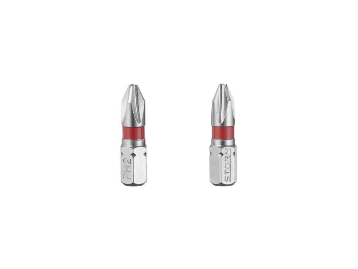 Комплект викруткових насадок PH2 1/4" * 25 мм, S2, уп. 2 од., STORM INTERTOOL VT-0218 