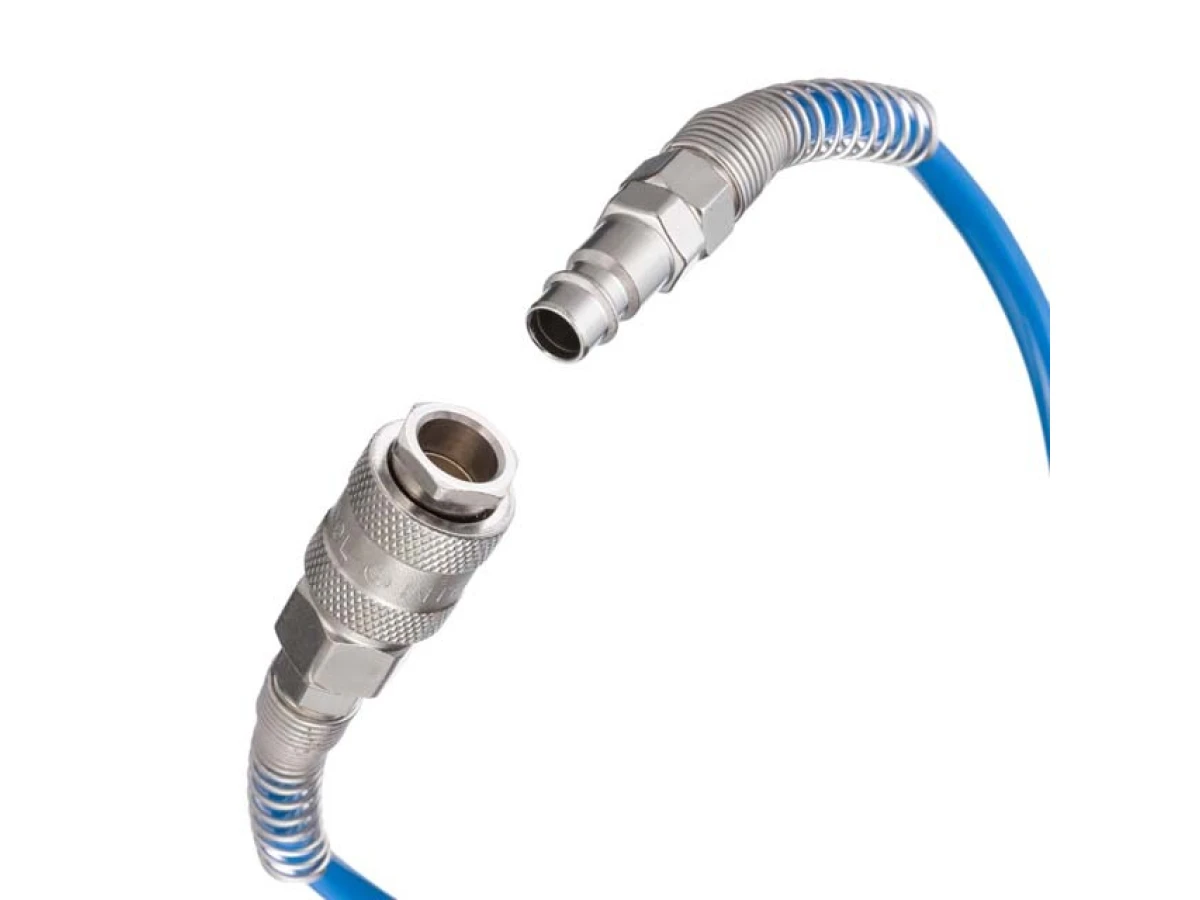 Набір пневмоінструментів 6 одиниць: пістолет для підкачування, продувний пістолет, шланг поліуретановий 5 м, три накінечника INTERTOOL PT-1500 