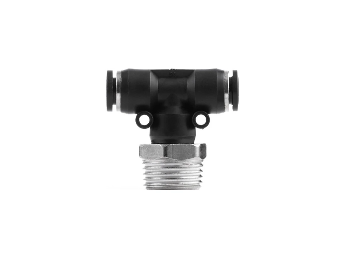 З'єднання цангове Т-подібне для поліуретанових та ін. шлангів 8*8 мм, 1/2" зовн. різьба INTERTOOL PT-2362 