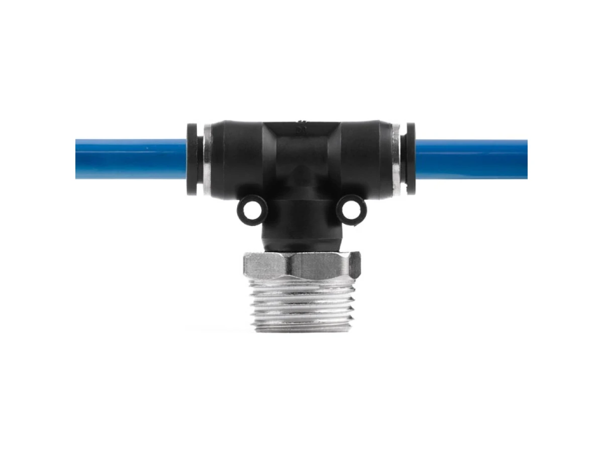 З'єднання цангове Т-подібне для поліуретанових та ін. шлангів 8*8 мм, 1/2" зовн. різьба INTERTOOL PT-2362 