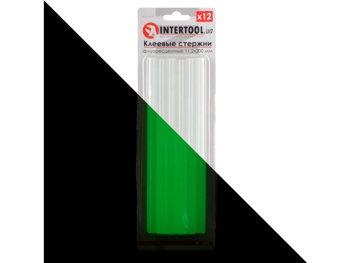 Комплект стрижнів клейових флуоресцентних 11,2 мм * 200 мм, 12 шт INTERTOOL RT-1038 