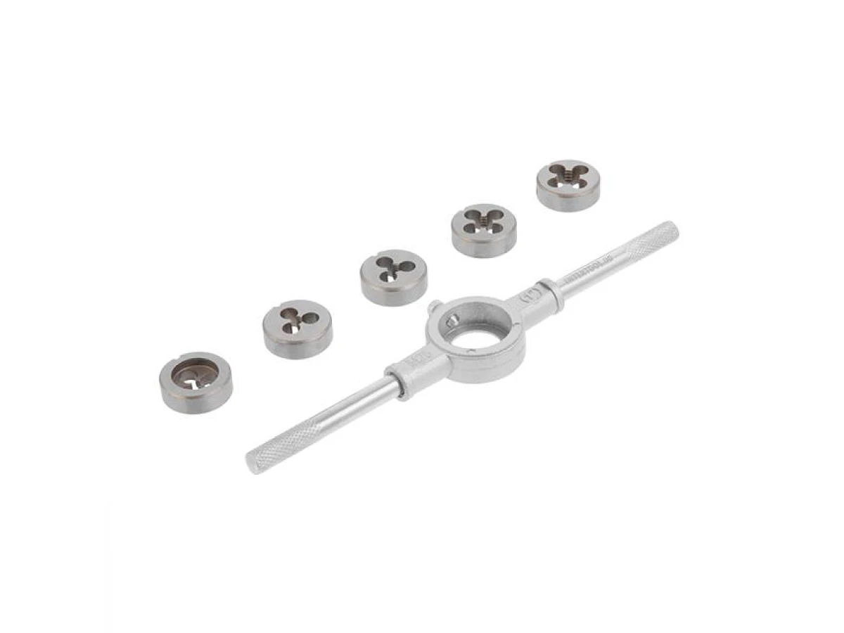 Набор плашек с держателем 6 ед. (M4, M5, M6, M8, M10) INTERTOOL SD-8019 