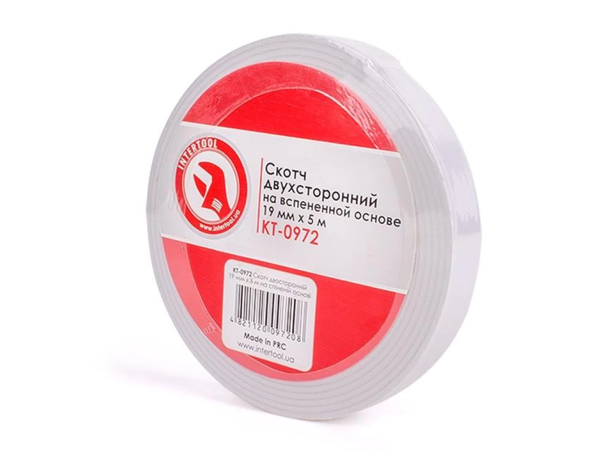 Скотч двосторонній 19 мм * 5 м на спіненій основі INTERTOOL KT-0972 