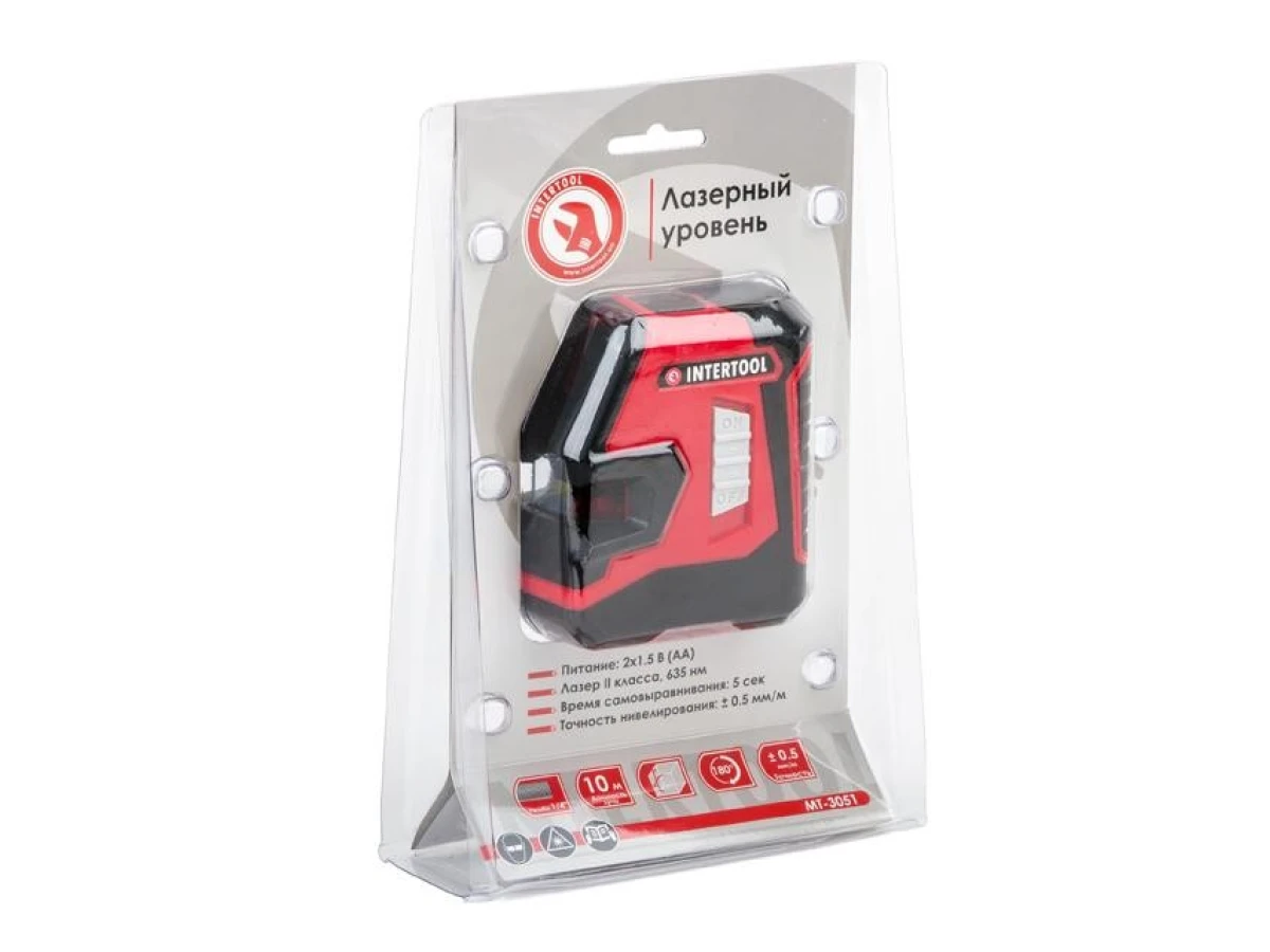 Уровень лазерный 180°, 2 лазерные головки INTERTOOL MT-3051 