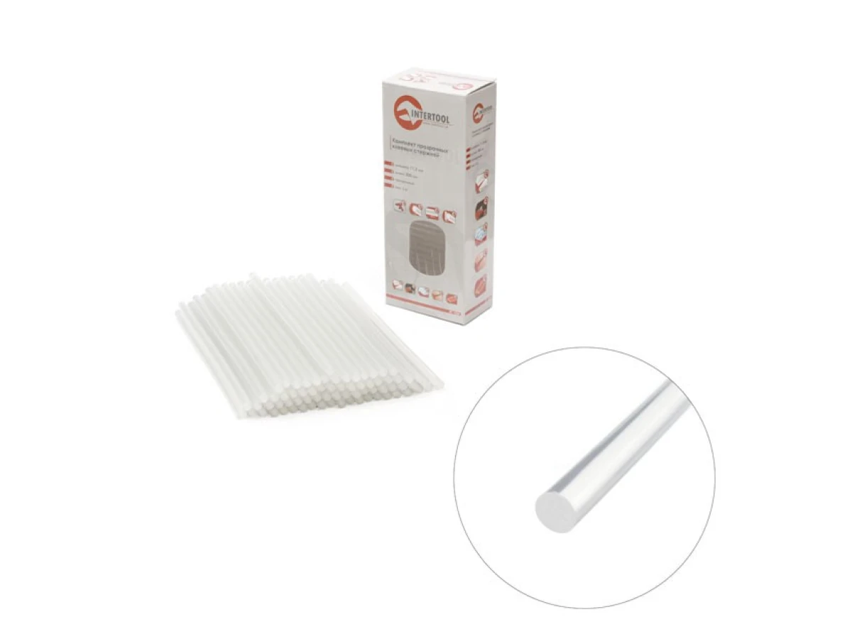 Комплект стрижнів клейових прозорих 11,2 мм x 300 мм, уп. 2 кг INTERTOOL RT-1024 