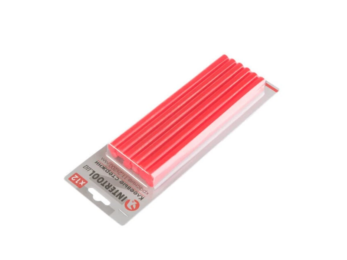Комплект стрижнів клейових червоних 11,2 мм * 200 мм, 12 шт. INTERTOOL RT-1042 
