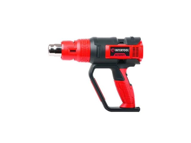 Фен технический 2000 Вт, 3 режима, плавная регулировка, 50-600 °C, 250-500 л/мин, 4 насадки, скребок, кейс INTERTOOL WT-1030 