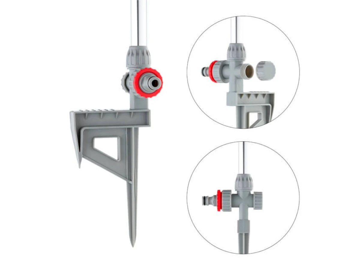 Дождеватель круговой с тремя распылителями с вращающейся головкой на штанге INTERTOOL GE-0066 
