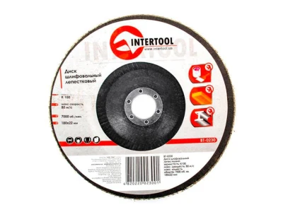 Диск шліфувальний пелюстковий 180 x 22мм зерно K100 INTERTOOL BT-0230