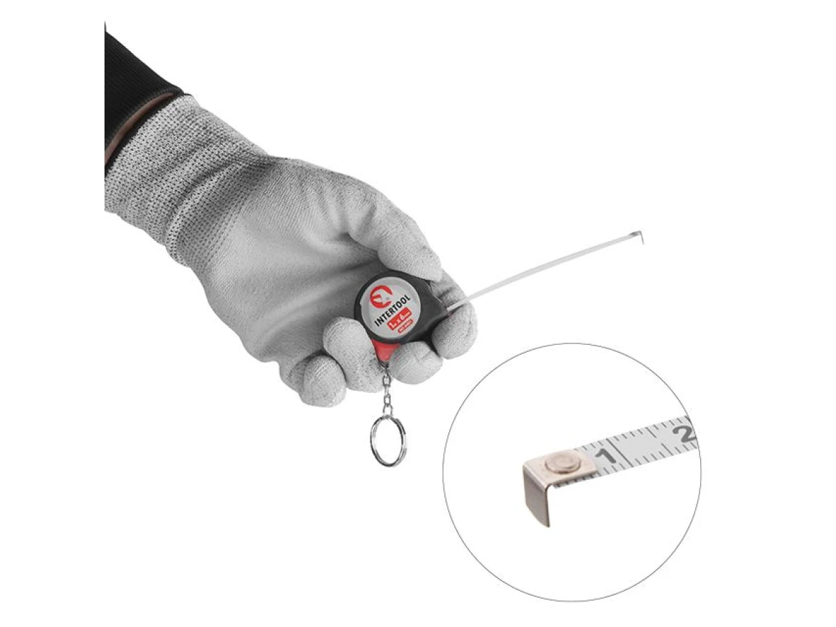 Рулетка з фіксатором 1 м * 6 мм INTERTOOL MT-0401 