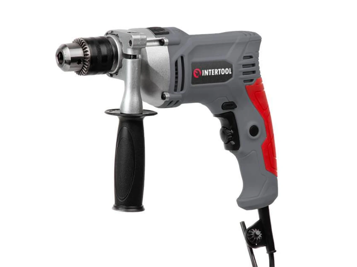 Дрель ударная 950Вт, 0-2800 об/мин, 1.5-13мм, реверс, металлический корпус редуктора INTERTOOL DT-0121 