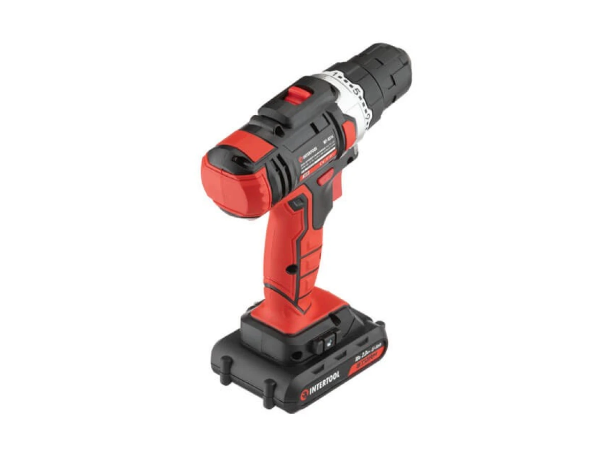 Дриль-шурупокрут акумуляторний Li-Ion 18 В, 25 Nm, 0-400/0-1500 об/хв., 2*2.0 Аг INTERTOOL WT-0314 