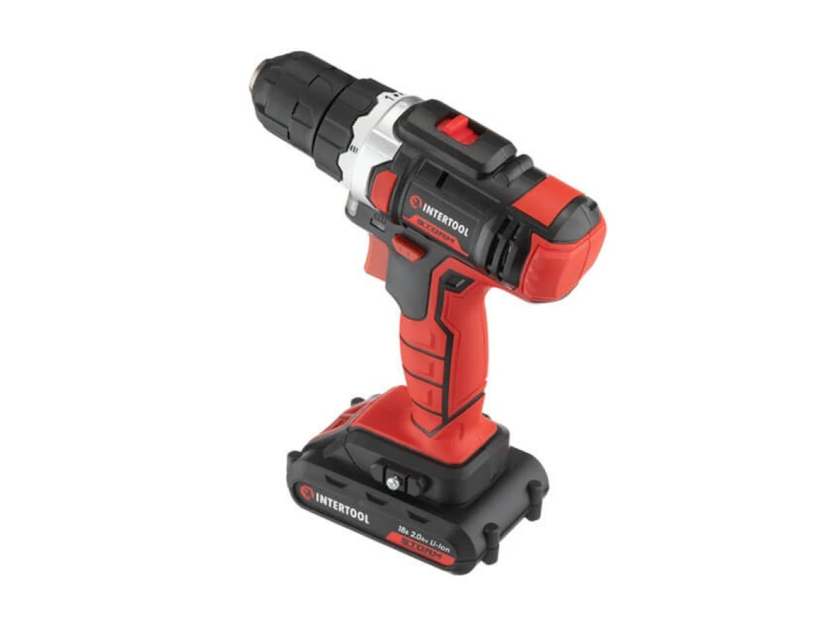 Дриль-шурупокрут акумуляторний Li-Ion 18 В, 25 Nm, 0-400/0-1500 об/хв., 2*2.0 Аг INTERTOOL WT-0314 