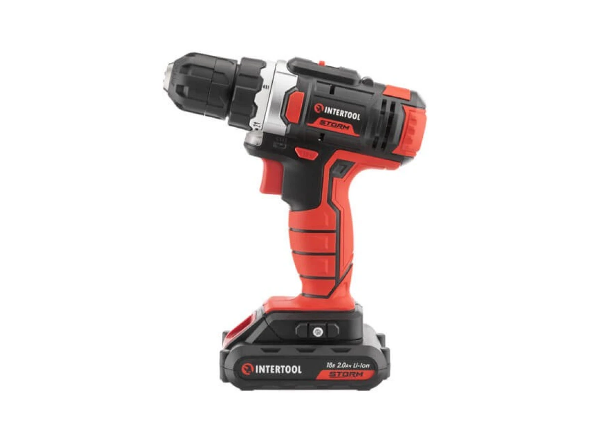 Дриль-шурупокрут акумуляторний Li-Ion 18 В, 25 Nm, 0-400/0-1500 об/хв., 2*2.0 Аг INTERTOOL WT-0314 