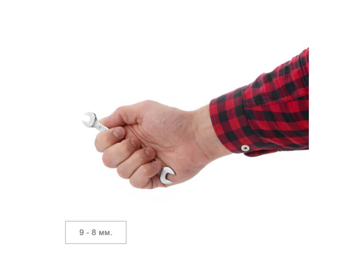 Ключ ріжковий 8х9 мм CrV, покриття сатин-хром, PROF DIN3113 INTERTOOL XT-1108 