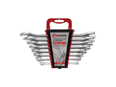 Набір ключів ріжкових 8 шт, 6-22 мм CrV INTERTOOL HT-1002