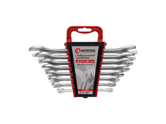 Набір ключів ріжкових 8 шт, 6-22 мм CrV INTERTOOL HT-1002 