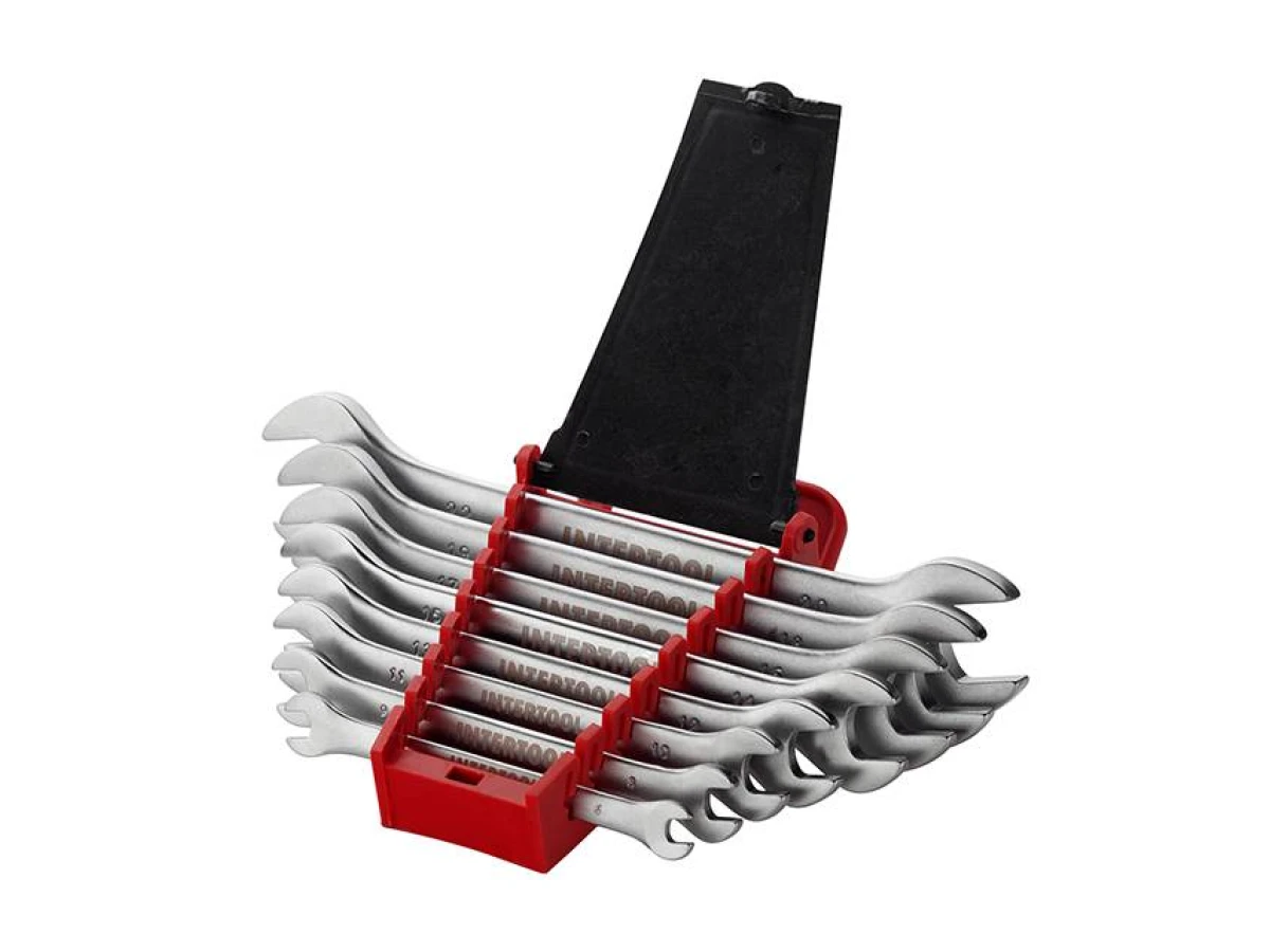 Набір ключів ріжкових 8 шт, 6-22 мм CrV INTERTOOL HT-1002 