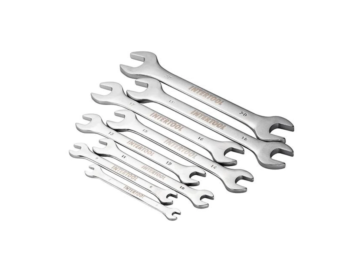 Набір ключів ріжкових 8 шт, 6-22 мм CrV INTERTOOL HT-1002 