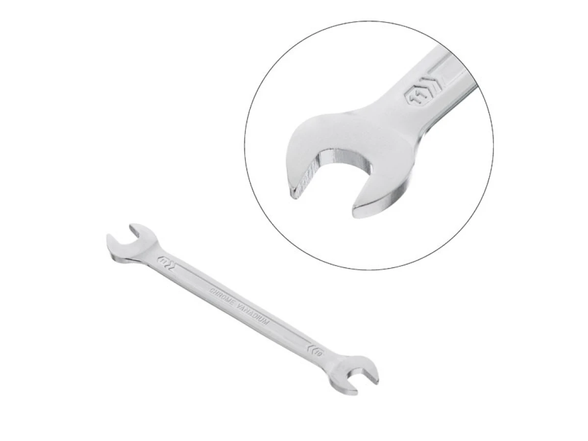 Ключ ріжковий 10х11 мм Cr-V, покриття сатин-хром, PROF DIN3113 INTERTOOL XT-1110 