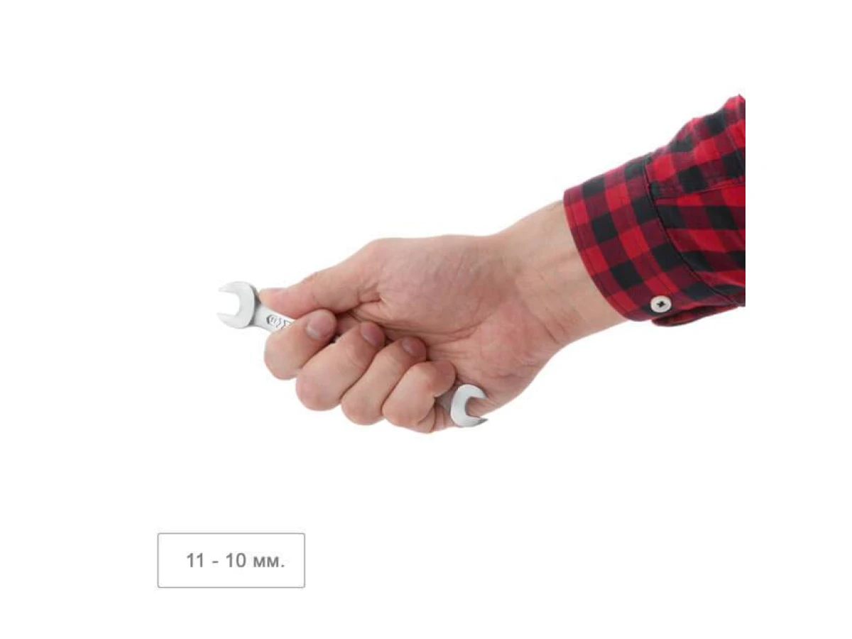 Ключ ріжковий 10х11 мм Cr-V, покриття сатин-хром, PROF DIN3113 INTERTOOL XT-1110 